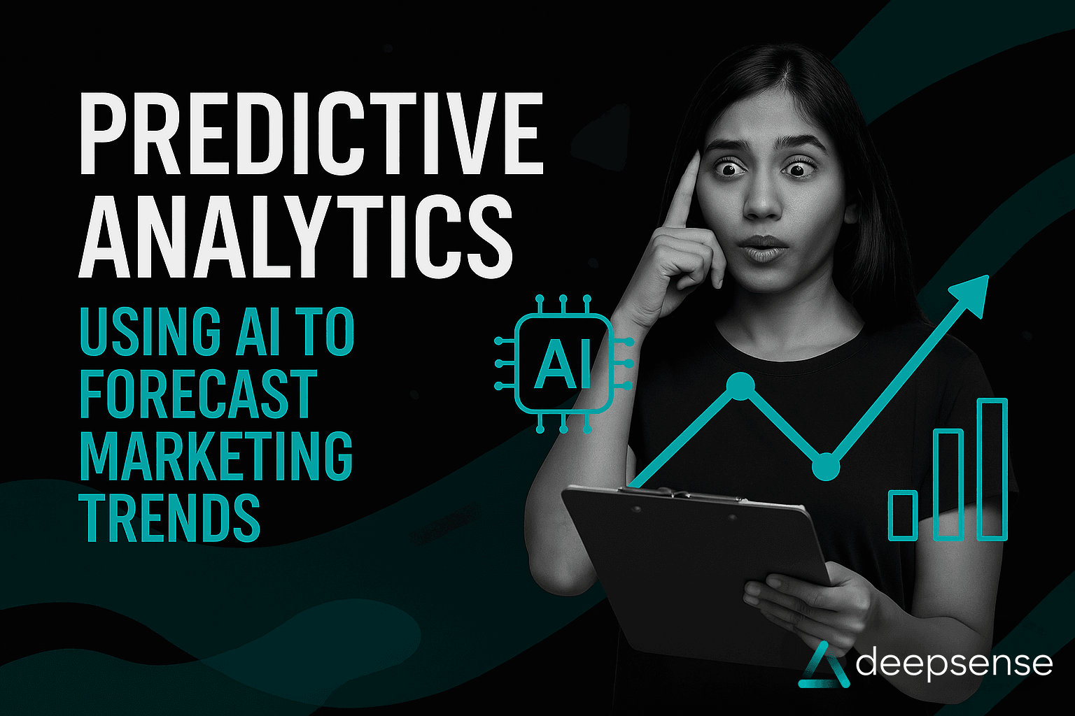Predictive analytics dashboard with AI-powered charts and marketing performance metrics