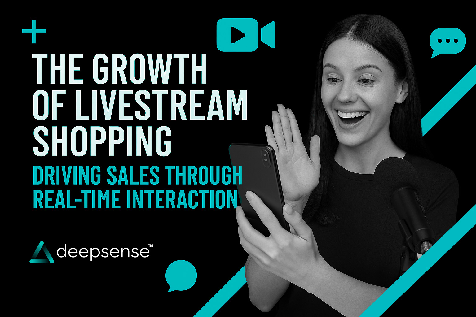Host demonstrating products during a livestream shopping session on a smartphone