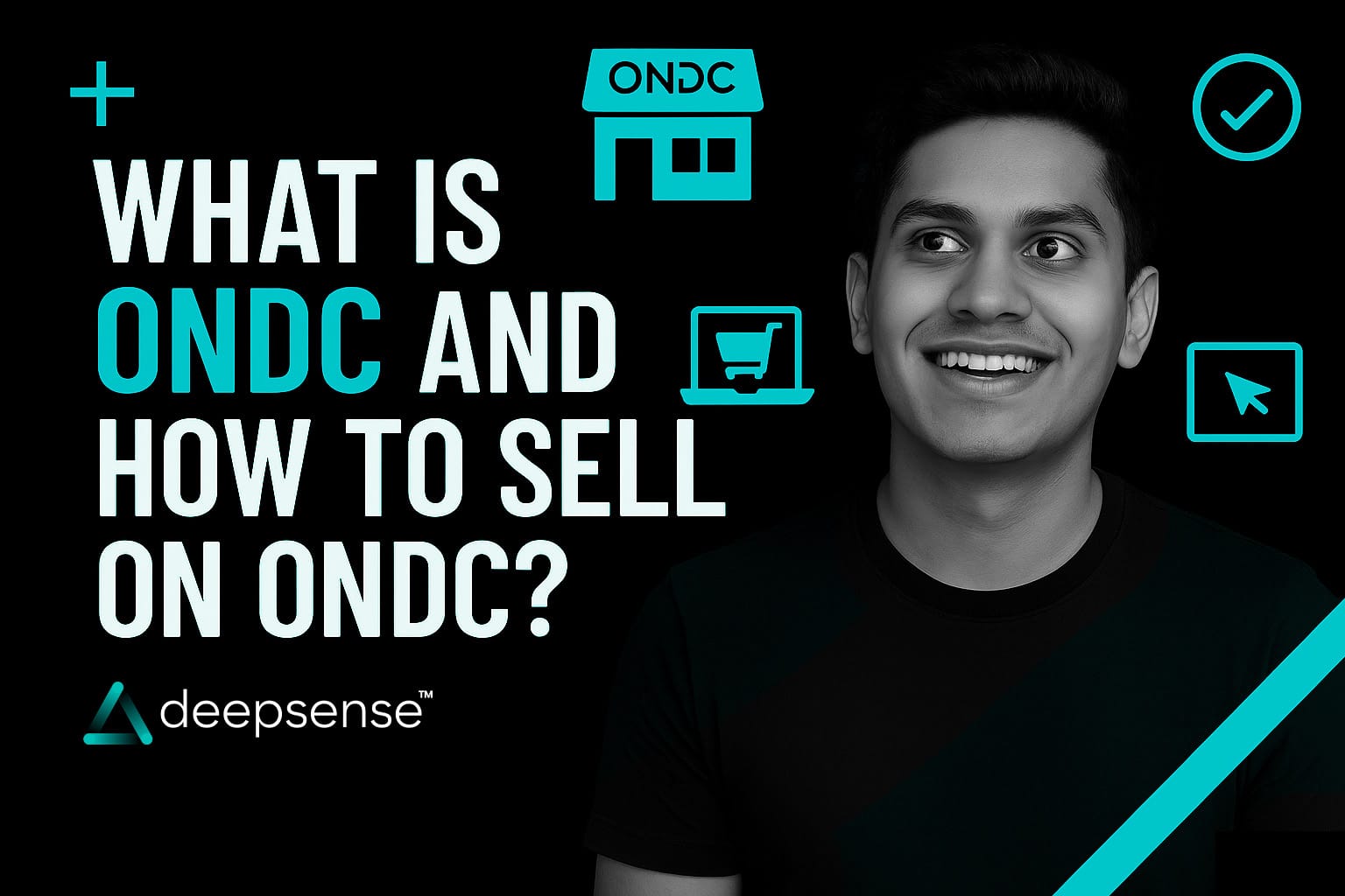 Illustration of ONDC ecosystem connecting buyers, sellers, and logistics in India