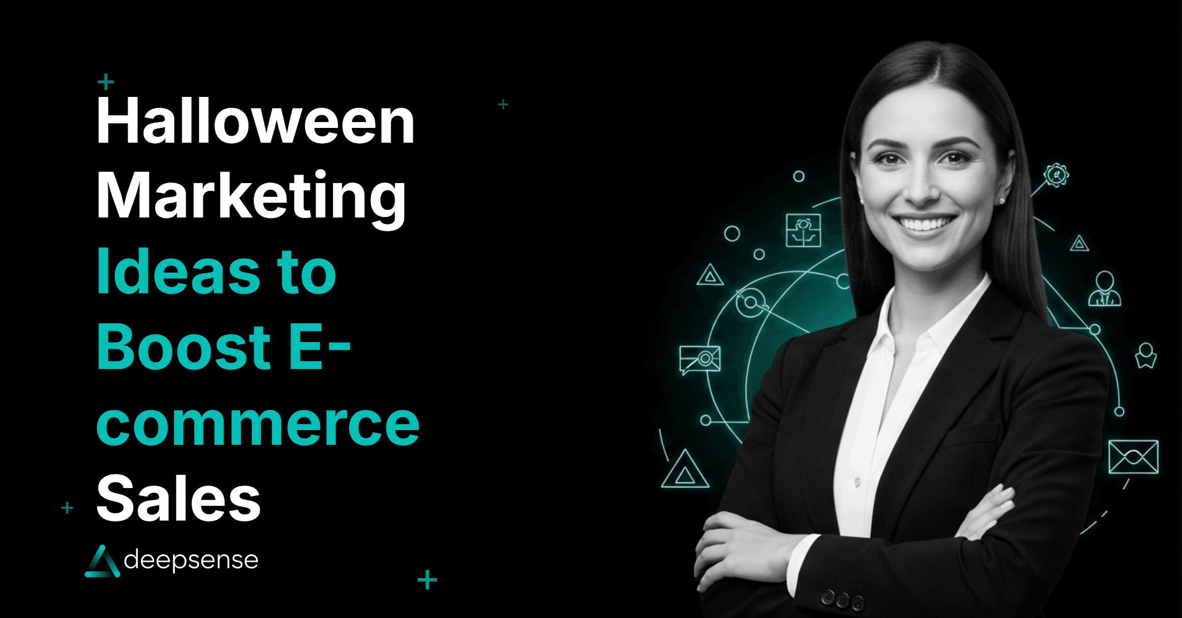 Halloween-themed e-commerce marketing concept with pumpkins, sale tags, and spooky visuals