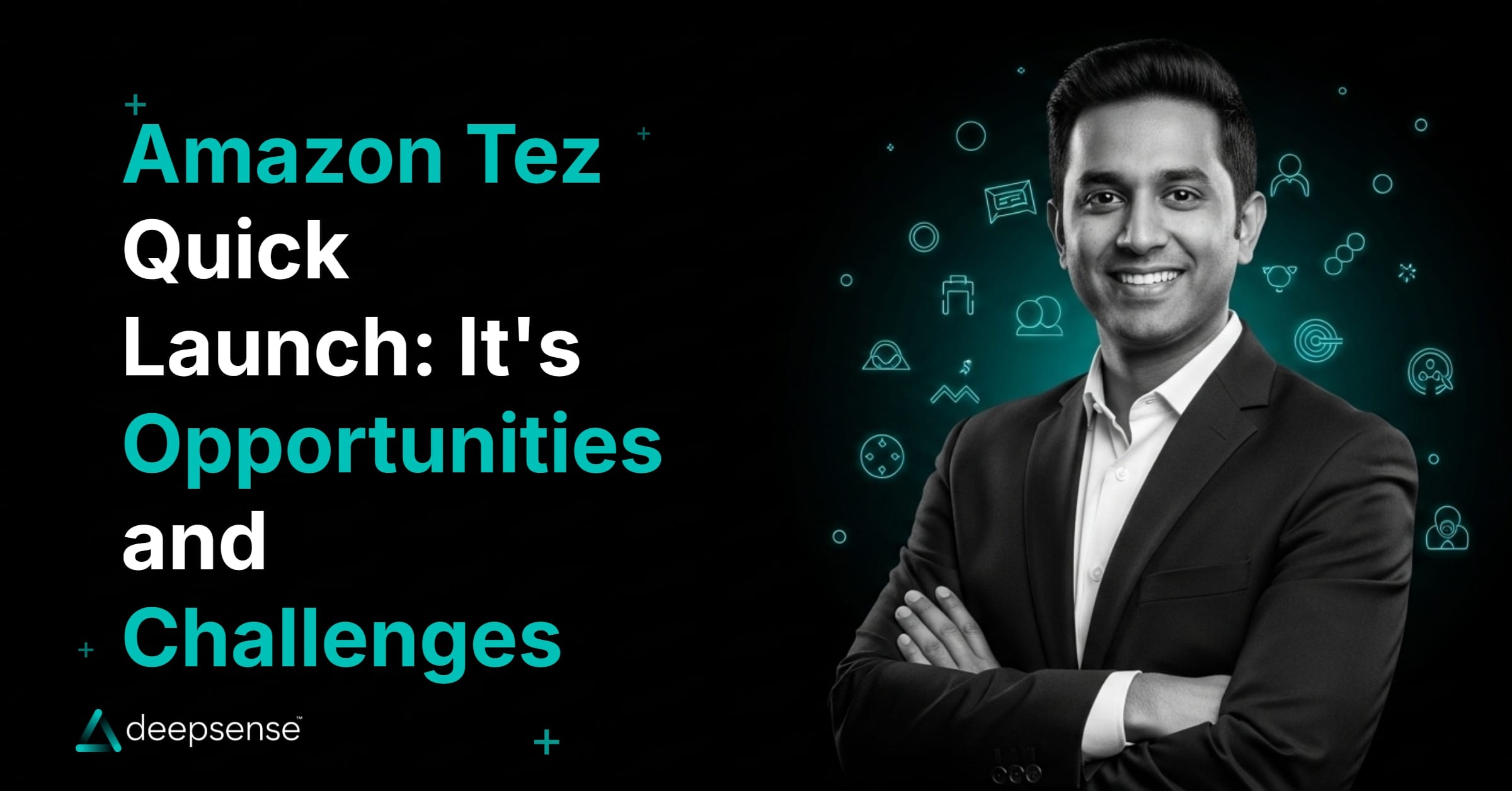 Amazon Tez logo concept with fast delivery icons, symbolizing quick commerce disruption in India