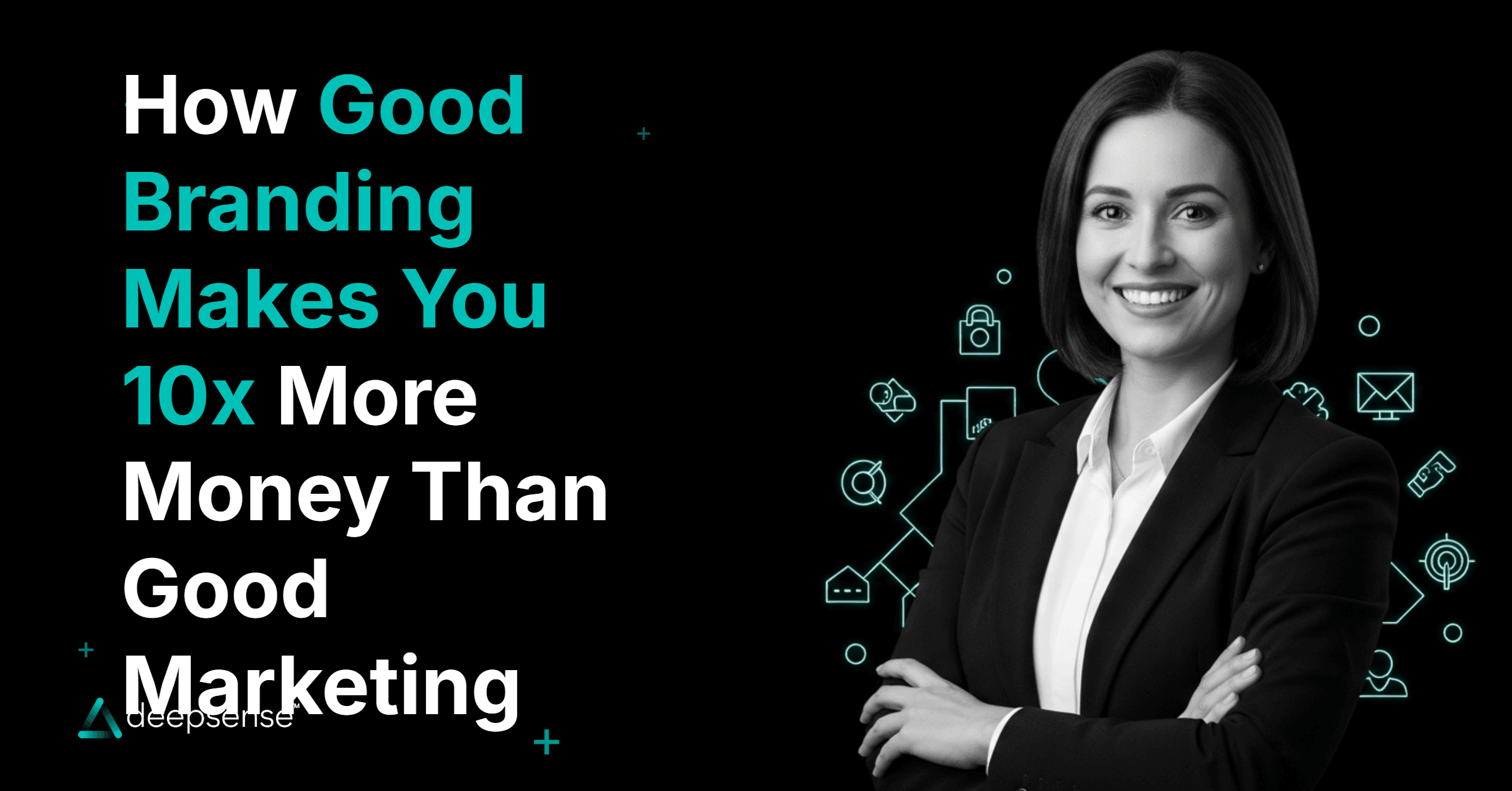 Business branding illustration showing brand value growing beyond marketing efforts