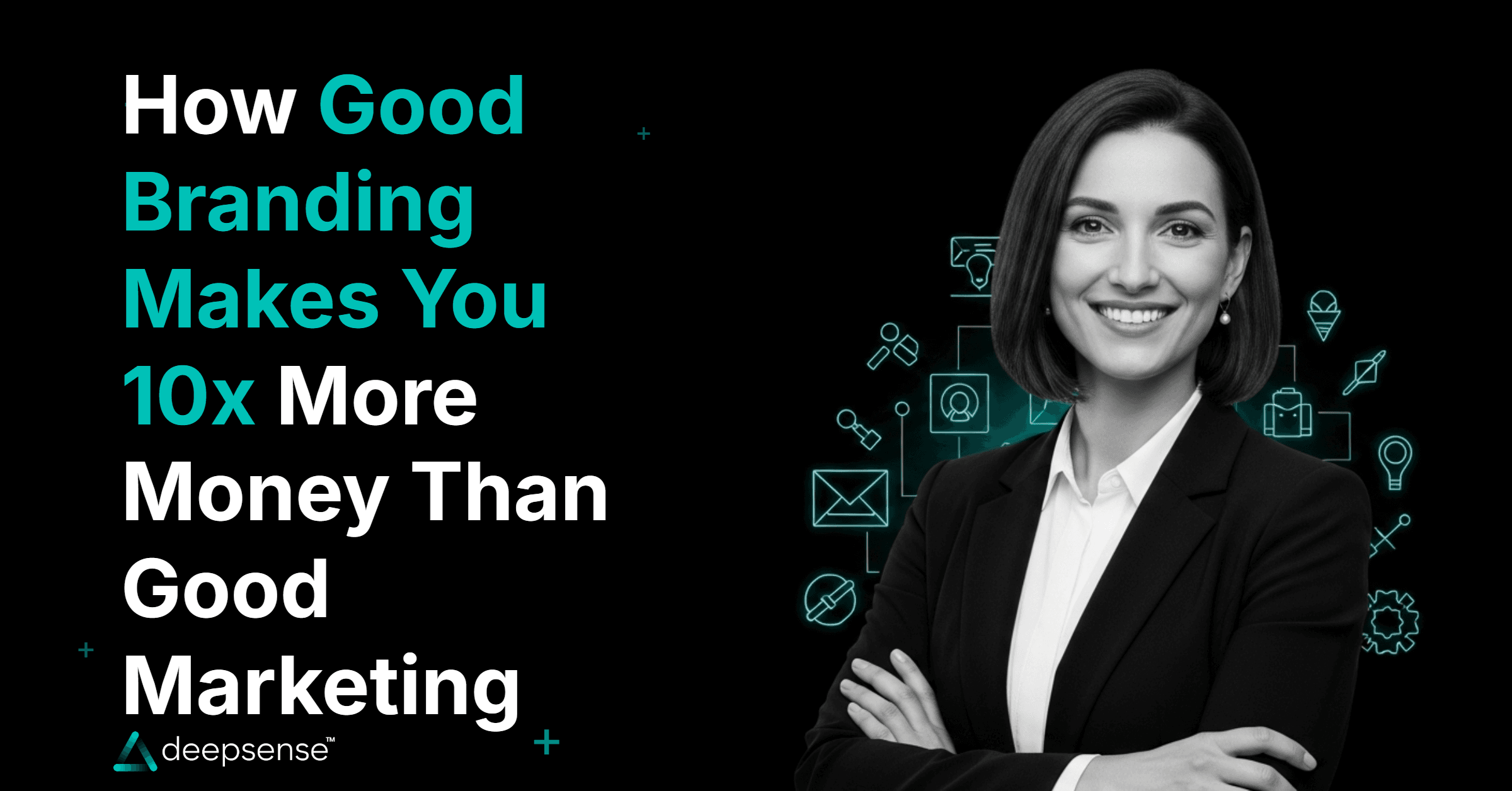 Business branding illustration showing brand value growing beyond marketing efforts