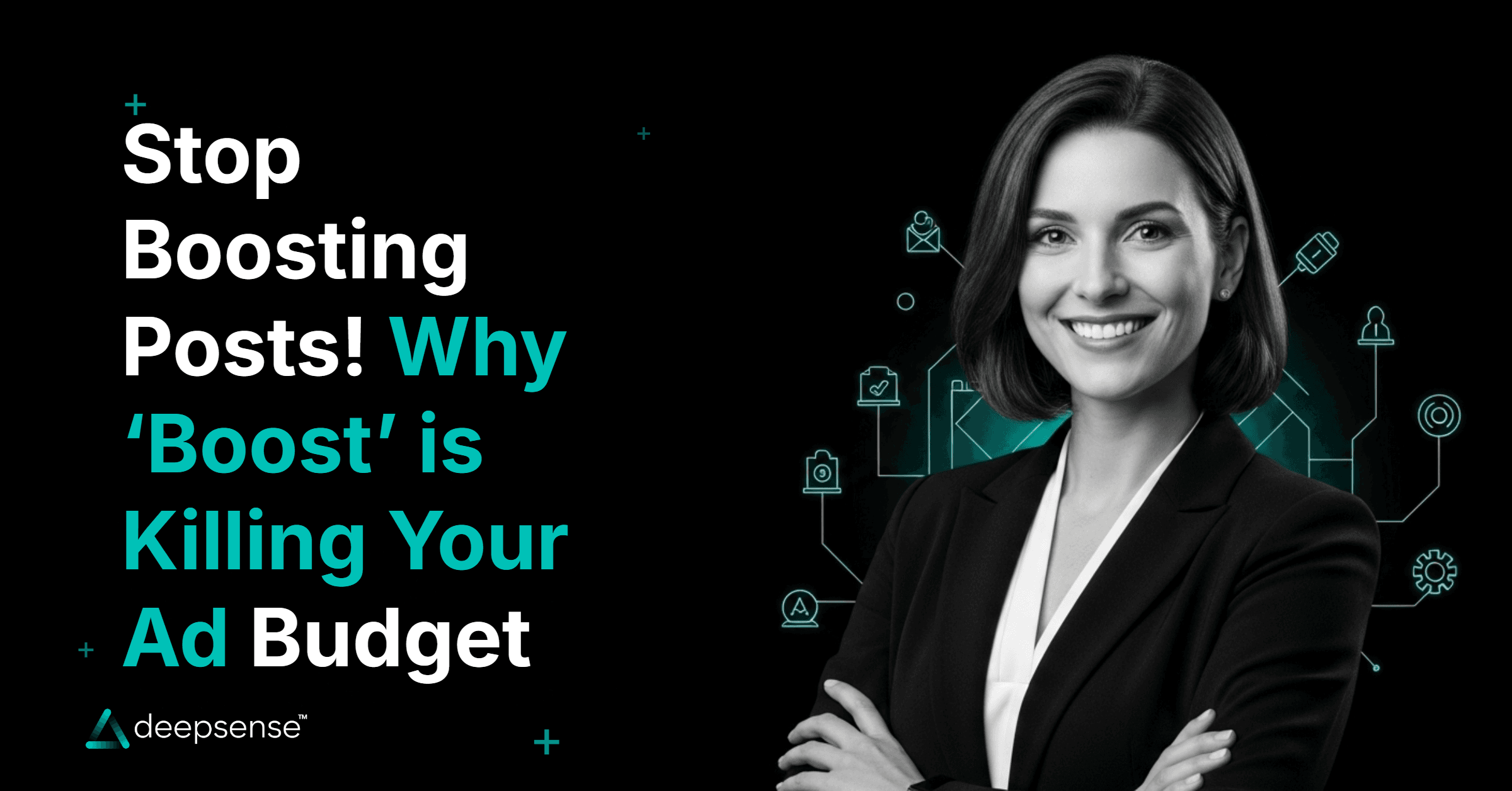 Boost Post button illustration showing wasted ad budget and low ROI