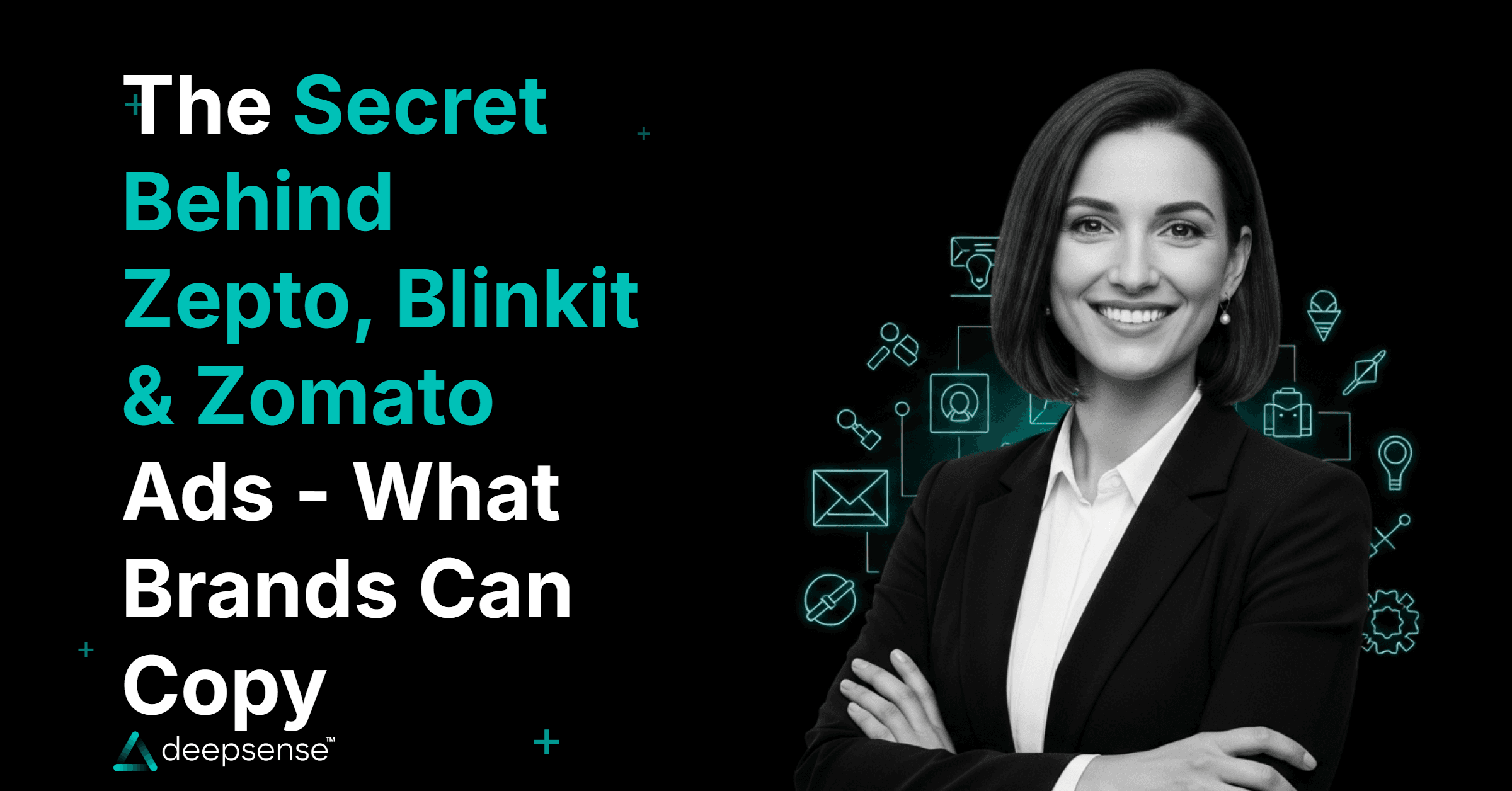 Creative collage of Zepto, Blinkit and Zomato ad concepts showcasing viral marketing styles