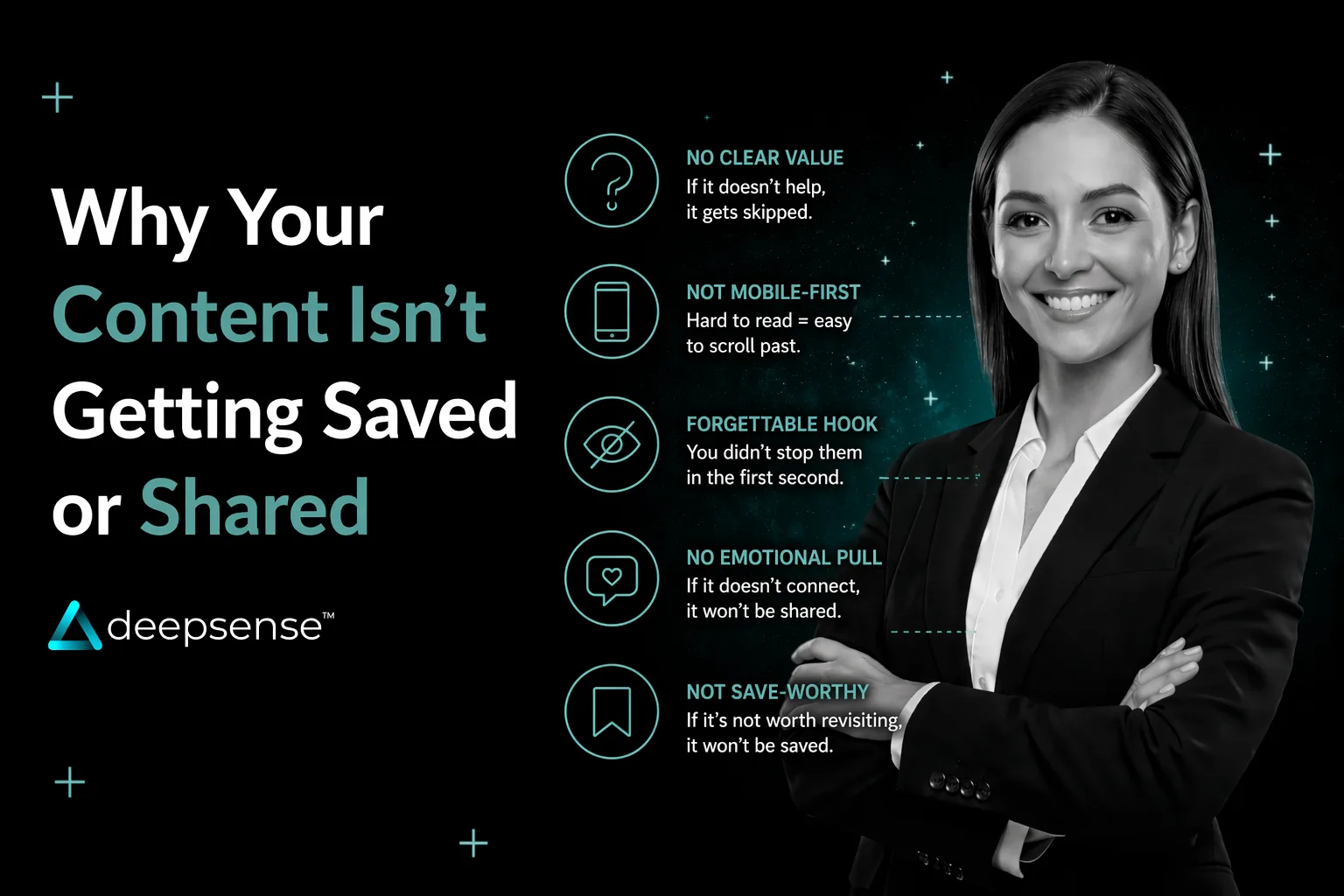 Low engagement social media post with no saves or shares due to weak content strategy