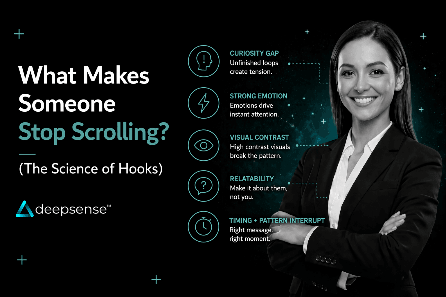Mobile user pausing scroll due to attention grabbing social media hook