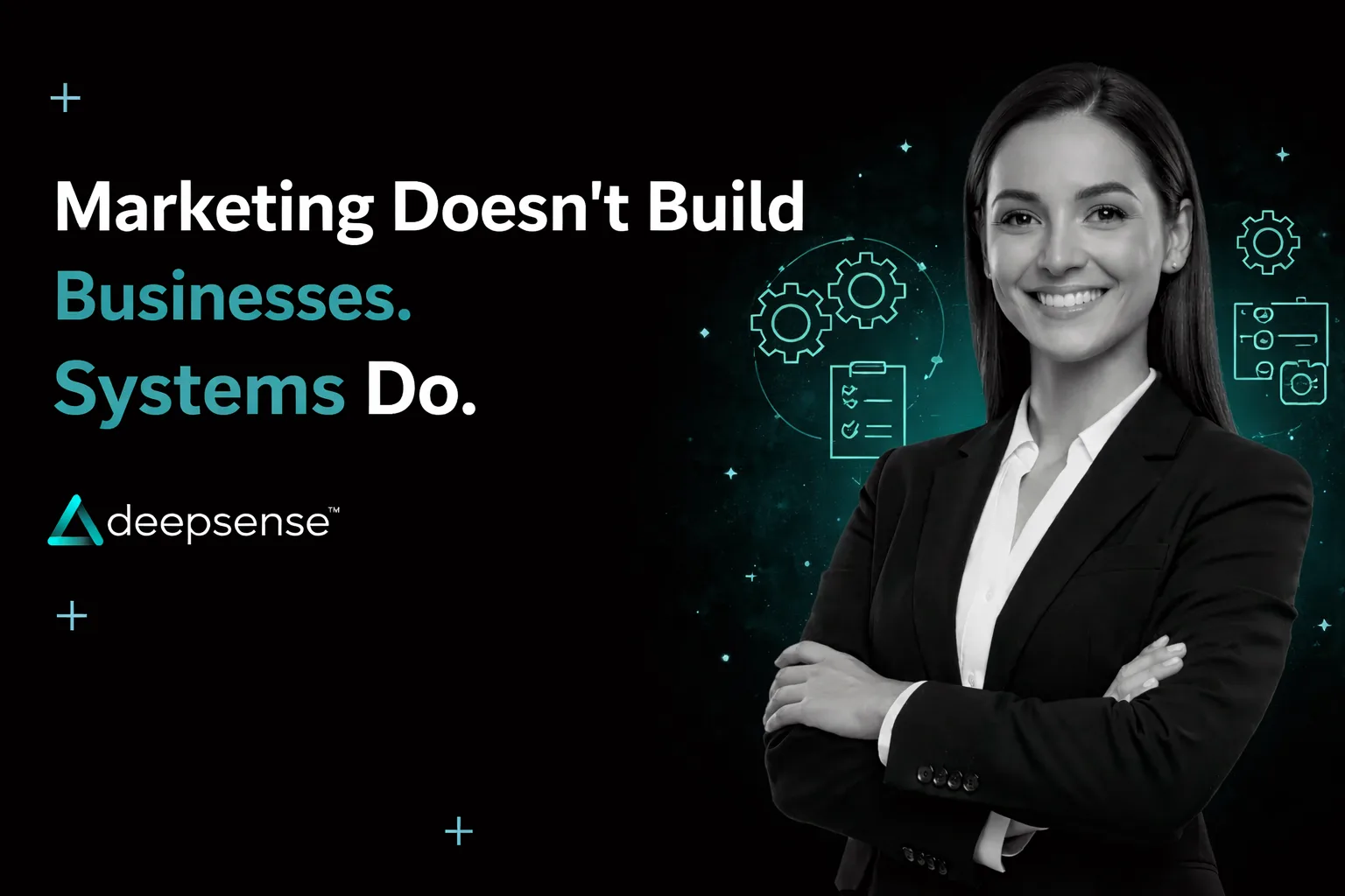 Marketing vs systems showing how businesses scale using structured processes instead of just ads