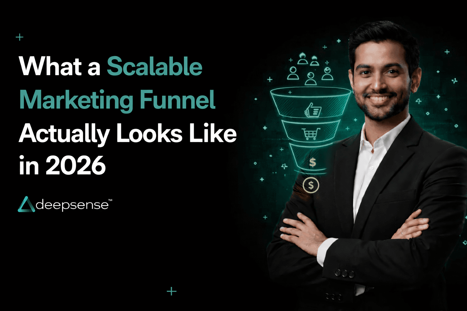 Modern scalable marketing funnel showing automated customer journey from awareness to conversion