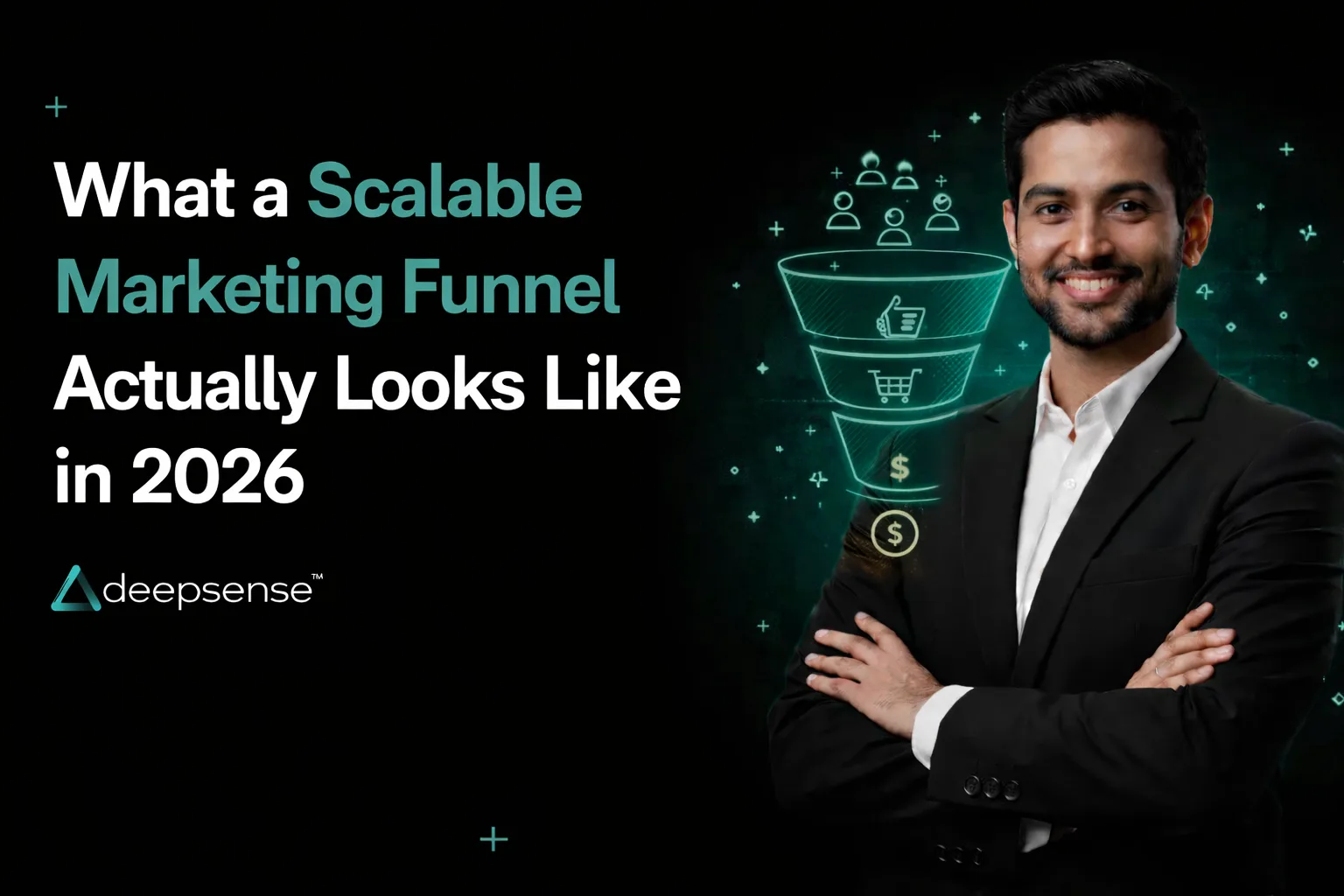 Modern scalable marketing funnel showing automated customer journey from awareness to conversion