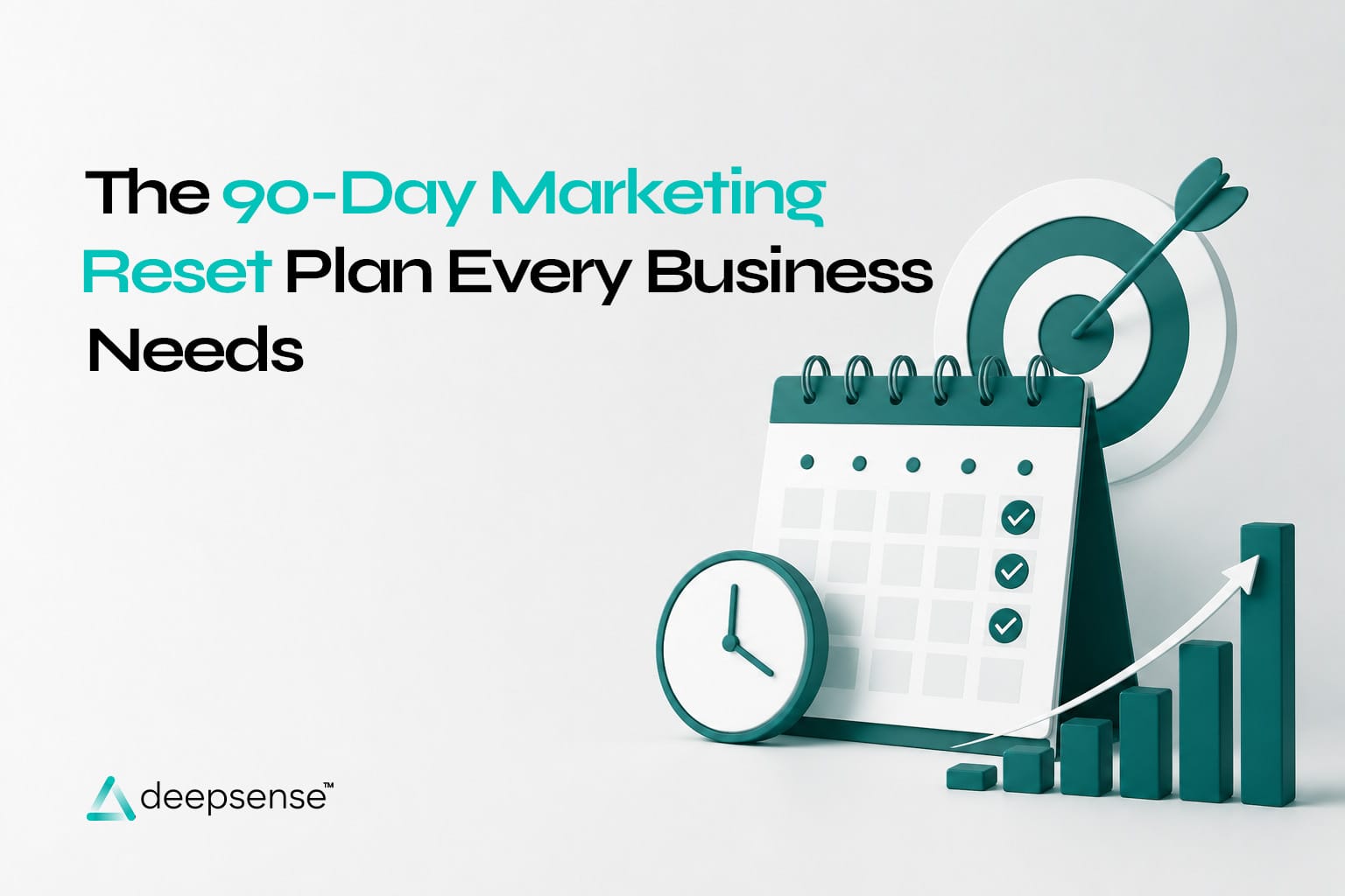 90 day marketing reset plan showing business audit, strategy rebuild, and growth optimization timeline