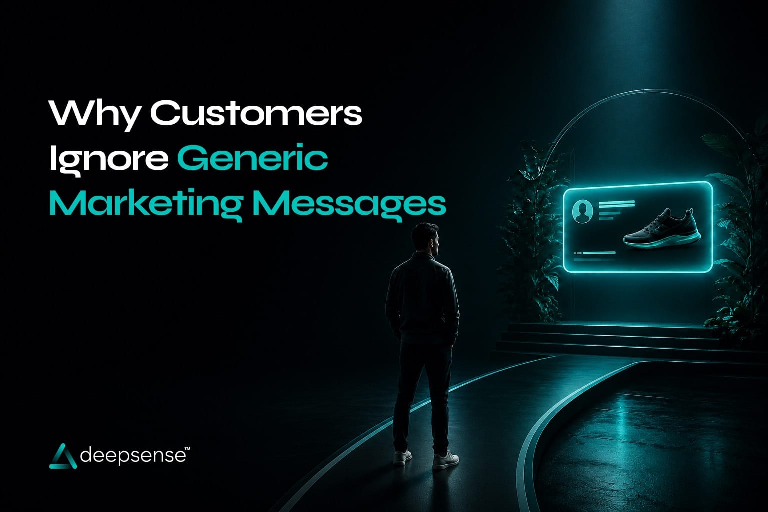 Customer viewing a personalized digital marketing display that illustrates why generic marketing messages fail to engage audiences.