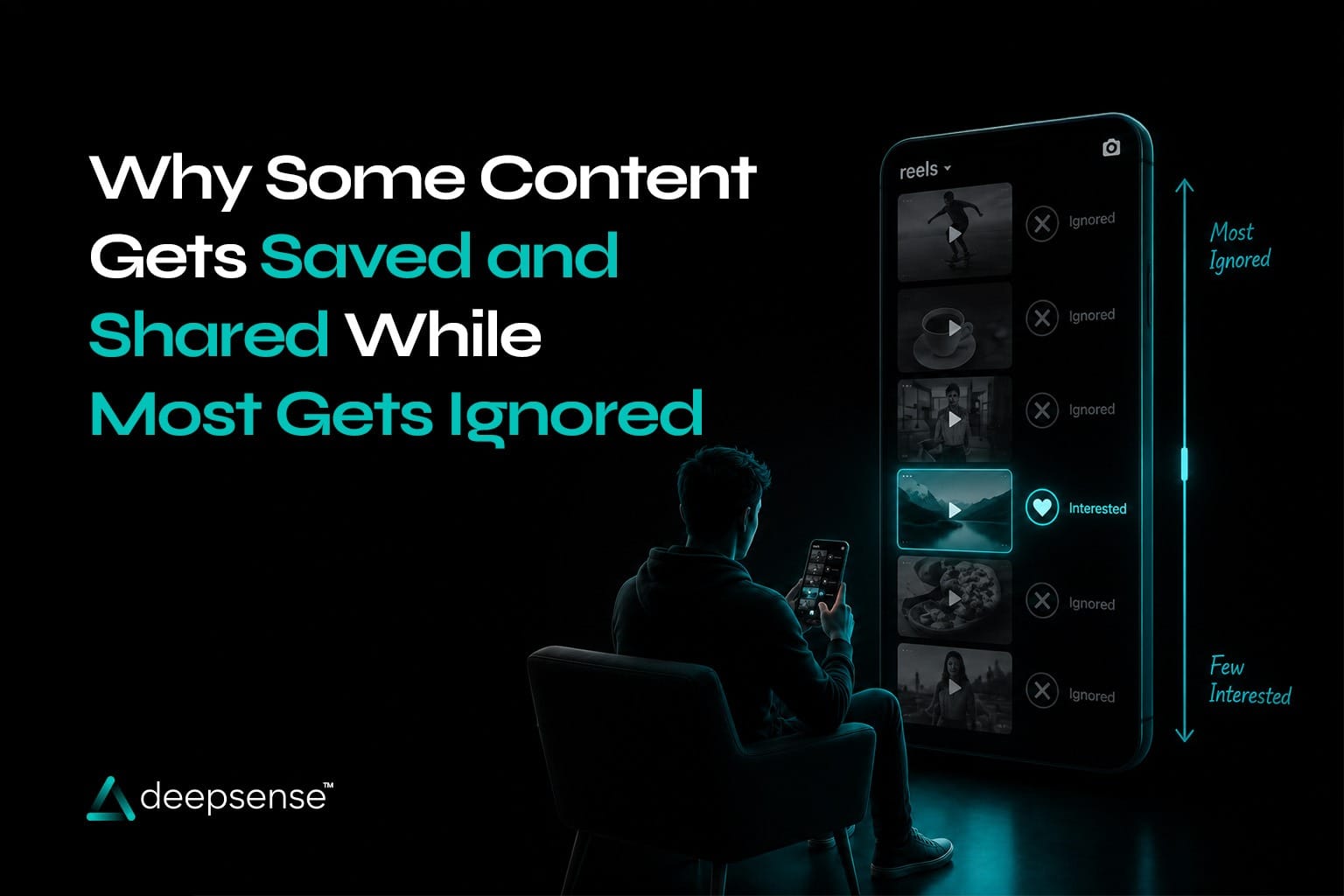 Social media content displayed on a smartphone with save, share, and engagement icons, illustrating the factors that make content highly shareable and valuable.