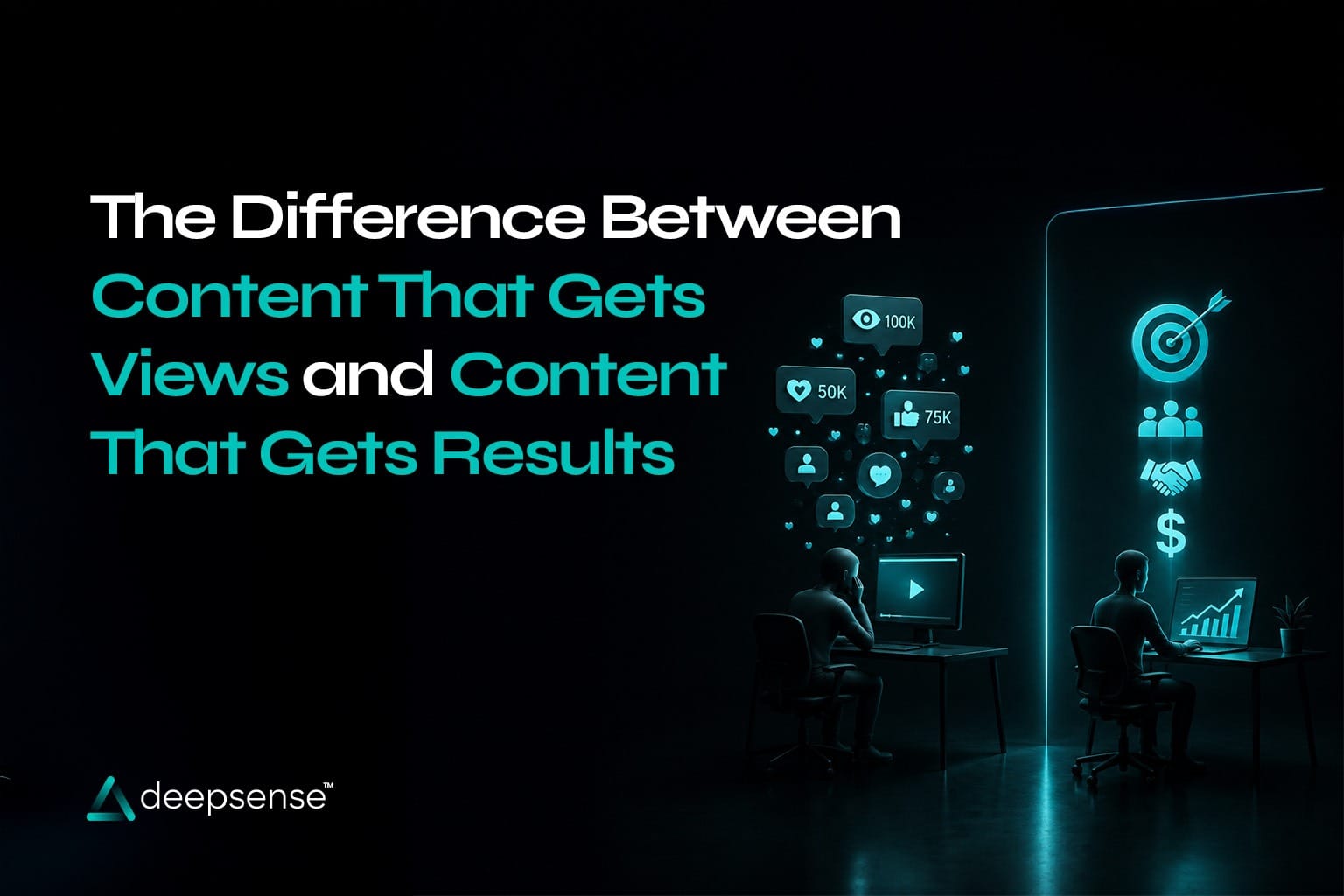 A comparison of content performance metrics, illustrating the difference between content that attracts views and content that generates meaningful business results.