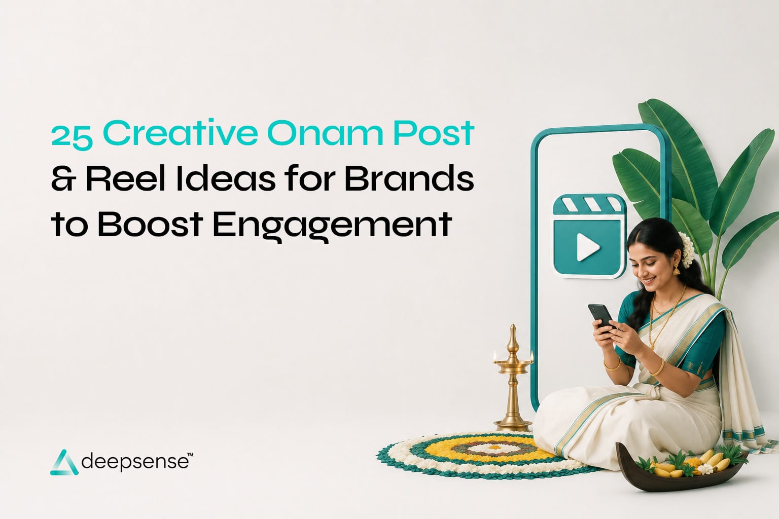 Creative Onam social media post and Reel ideas featuring pookalam, Vallam Kali, traditional Kerala celebrations, and festive branding for businesses