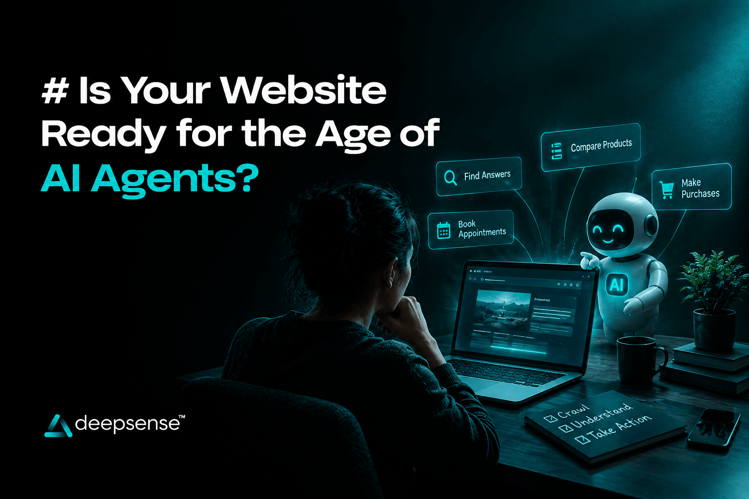 AI agents interacting with a modern business website interface